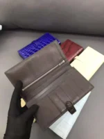 100% REAL genuine crocodile leather skin men wallet long size matt colors with cow skin lining bank card cash license holder - Image 6