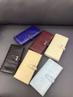 100% REAL genuine crocodile leather skin men wallet long size matt colors with cow skin lining bank card cash license holder - Image 3