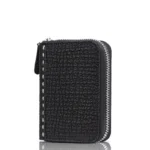 Bamat Shark Skin Men's Short Card Bag Made of Genuine Leather, Simple Vertical Style, Large Capacity Zipper Key Bag, Zero Wallet