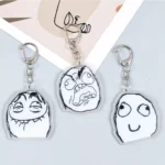 Creative Troll Face Keychains No Me Gusta Rage Forever Alone Acrylic Pendant Key Chain Backpack Car Ornament Comic Fans Gift - Image 2