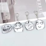 Creative Troll Face Keychains No Me Gusta Rage Forever Alone Acrylic Pendant Key Chain Backpack Car Ornament Comic Fans Gift - Image 4