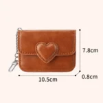 Mini Coin Purse Keychain Wallet Fashion PU Heart Buckle Multi-card Slots Card Holder Pouch Key Storage Bag for Women and Men - Image 6