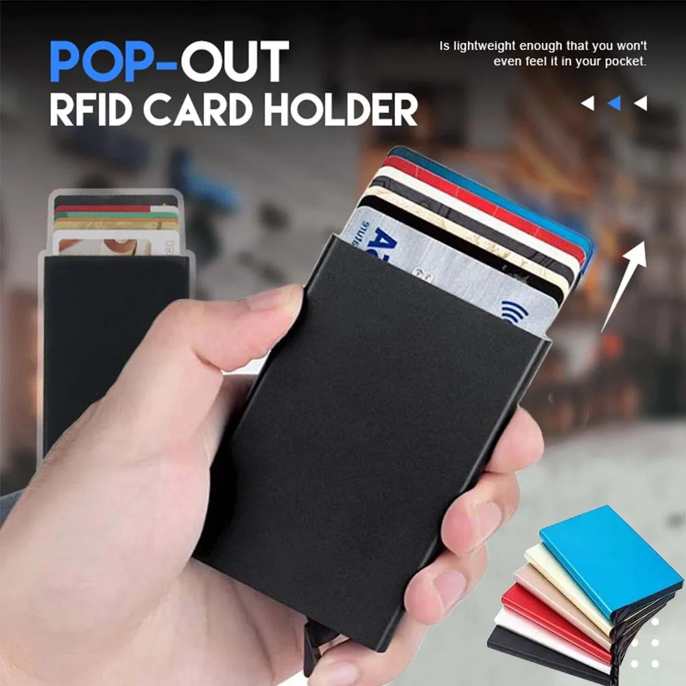 kf-S17e20bdc0c594ec88553882ed1c856d2t Anti RFID Smart Wallet Pouch ID Credit Card Holder Metal Thin Slim Men Aluminum Blocking Protected Wallet Small Bank Card Case - Image 1