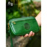 Handmade Cowhide Handbag, Zipper Wallet, Genuine Leather Pen Bag - Image 5