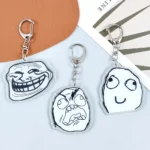 Creative Troll Face Keychains No Me Gusta Rage Forever Alone Acrylic Pendant Key Chain Backpack Car Ornament Comic Fans Gift - Image 3