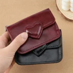 Mini Coin Purse Keychain Wallet Fashion PU Heart Buckle Multi-card Slots Card Holder Pouch Key Storage Bag for Women and Men - Image 3