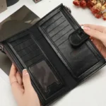 Fashionable New Men and Women's Long Wallet, European and American Fashion Phone Bag PU Leather Multi Card Carrying Bags Purses - Image 5