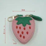 DHL100pcs Women PU Strawberry Orange Shaped Embroidery Short Purses With Keychain - Image 3