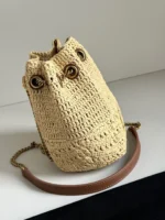 Women's Straw Woven Bucket Bag - Image 2