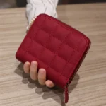 Women's Short Wallets PU Leather Female Plaid Nubuck Card Holder Wallet Luxury Brand Ladies Small Zipper Wallet with Coin Purse - Image 6