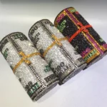 Bedazzled Rolled Dollar Bag Luxury Clutch - Image 4