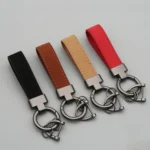 New Luxury Leather Auto Keychain Women Men Black Buckle Car Key Ring Chain Holder Jewelry Gift Chaveiro