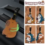 Kawaii Shark Cat Design Luggage Tag Women Travel Accessories Cartoon PVC Luggage Label Men Portable Anti-loss Address Name Tag - Image 3