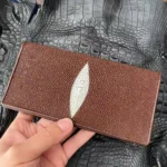 2025 New Designer Pearl Fish Leather Men's Long Wallet Fashon Stingray Skin Lady Purse Large Capacity Wallets For Man 45 - Image 5