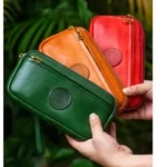 Handmade Cowhide Handbag, Zipper Wallet, Genuine Leather Pen Bag