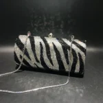Zebra Pattern Diamond-encrusted Dinner Bag Banquet Full Of Diamonds Hand-held Women's Handmade Diamond Square Bag Bolsas De Dama