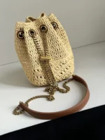 Women's Straw Woven Bucket Bag