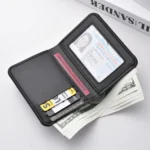 1Pc New Ultra-thin Mini Soft PU Leather Credit Card Wallet Holder Short Vertical High Quality Men's Wallet - Image 5