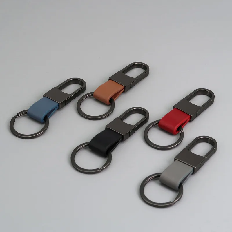 kf-S98ea5d2994174edab7df09f178b76fbdc New Leather Keychain Metal Carabiner Holder Men Business Gift Car Key Strap Waist Hanging Wallet Car Key Chains Rings Keyrings - Image 1