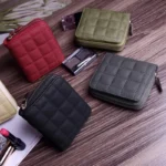 Women's Short Wallets PU Leather Female Plaid Nubuck Card Holder Wallet Luxury Brand Ladies Small Zipper Wallet with Coin Purse - Image 5