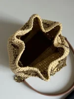 Women's Straw Woven Bucket Bag - Image 5