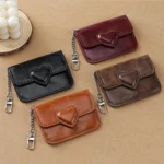 Mini Coin Purse Keychain Wallet Fashion PU Heart Buckle Multi-card Slots Card Holder Pouch Key Storage Bag for Women and Men - Image 2
