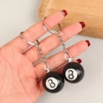 Mini Billiard Keychain Lucky Black Snooker No.8 Table Ball Dice Key Ring Men Waist Backpack Pendant Car Key Chain Creative Gift - Image 2