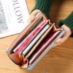 Women's Embroidered Wallet - European Style Zipper Card Holder with Phone Pocket, Fashion Crossbody Handbag Purse - Image 3