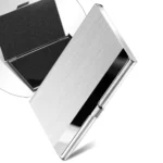 Premium Stainless Steel Business Card Holder - Ultra-thin Silver Metal Pocket Card Case for Men and Women; Simple Design