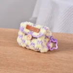 DHL100pcs Purses Girl Plush Plaid Colorful Hasp Short Wallet With Keychain - Image 6