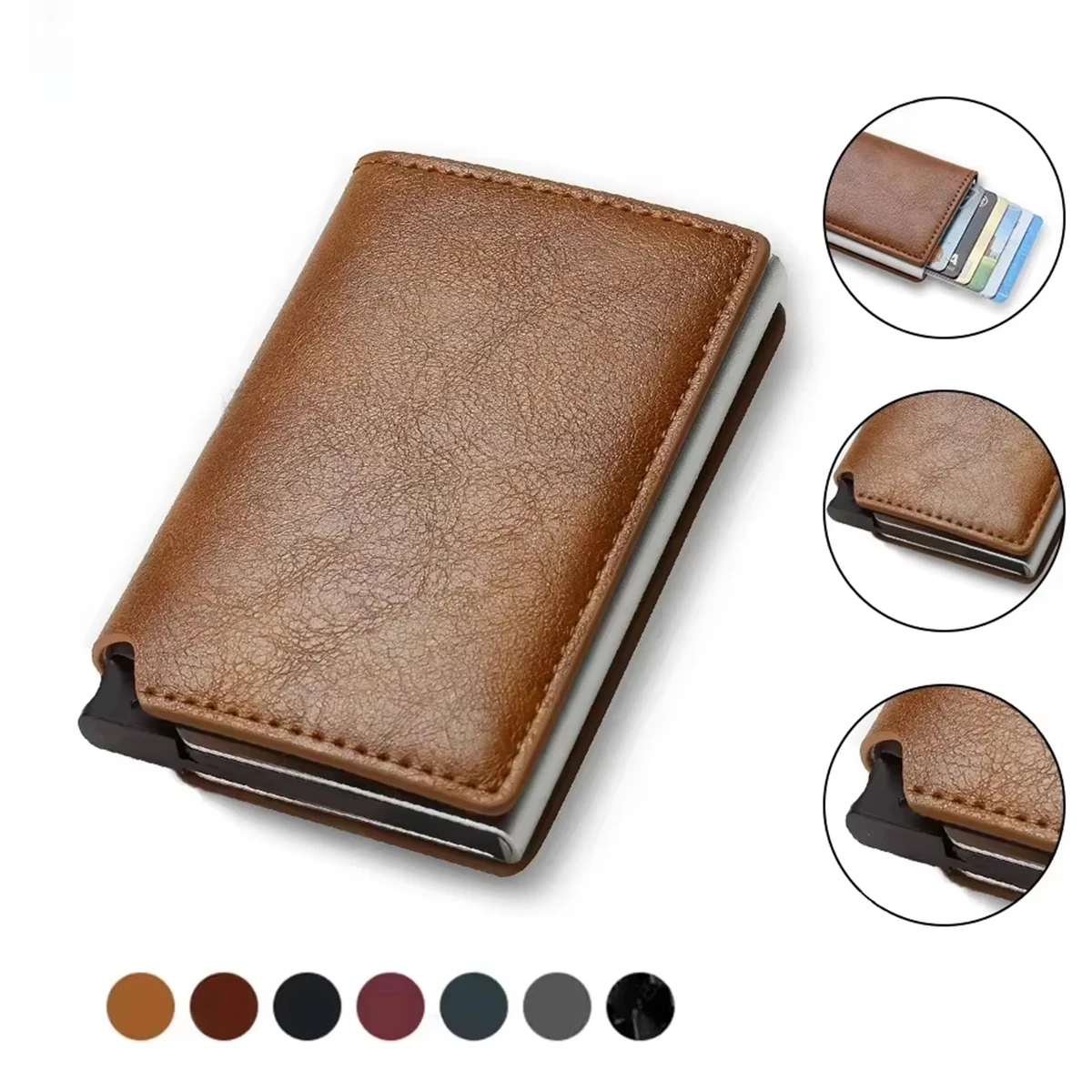 kf-Sce924d0ca04340e495645c8918ecc80bp Anti-theft brush ultra-thin credit card aluminum alloy card holder metal men's multi-slot wallet.-zmt - Image 1