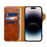 Genuine Leather Flip Phone Cover For iPhone 16e 15 Pro Max 14 Plus 13 Mini 12 Pro 11 XR XS Max 7 8 Plus With Wallet Card Slots - Image 2