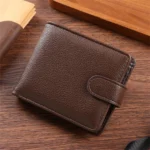 Vintage PU Leather Mens Wallets Solid Sample Style Zipper&Hasp Purse Card Holders Famous Brand High Quality Male Wallet - Image 3