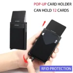 Slim Aluminum Wallet with Elasticity Back Pouch ID Credit Card Holder Mini RFID Wallet Automatic Pop Up Bank Card Case Men Purse - Image 2