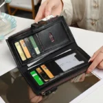 Fashionable New Men and Women's Long Wallet, European and American Fashion Phone Bag PU Leather Multi Card Carrying Bags Purses - Image 2