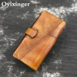 Vintage Cowhide Leather Wallet for Men & Women - Oil-Wax Handcrafted with Multi-Card Pockets & Spliced Design