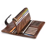 Vintage Cowhide Leather Wallet for Men & Women - Oil-Wax Handcrafted with Multi-Card Pockets & Spliced Design - Image 3