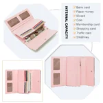 Miss Lulu Women's Large Capacity Wallet Purse - PU Leather with Zipper, Multiple Card Slots & Coin/Phone Pocket - Long Clutch - Image 6