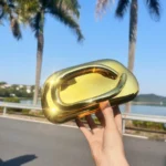 Women Evening Clutch Purse Metal Handle Acrylic Purse Unique Shoulder Bag Causal Handbags for Bride Party Wedding