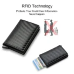 Anti Rfid Carbon Fiber ID Credit Card Holder Men Wallets Mini Automatic Pop up Bank Cardholder Case Minimalist Vallet Choice - Image 3