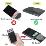 Slim Aluminum Wallet with Elasticity Back Pouch ID Credit Card Holder Mini RFID Wallet Automatic Pop Up Bank Card Case Men Purse - Image 4