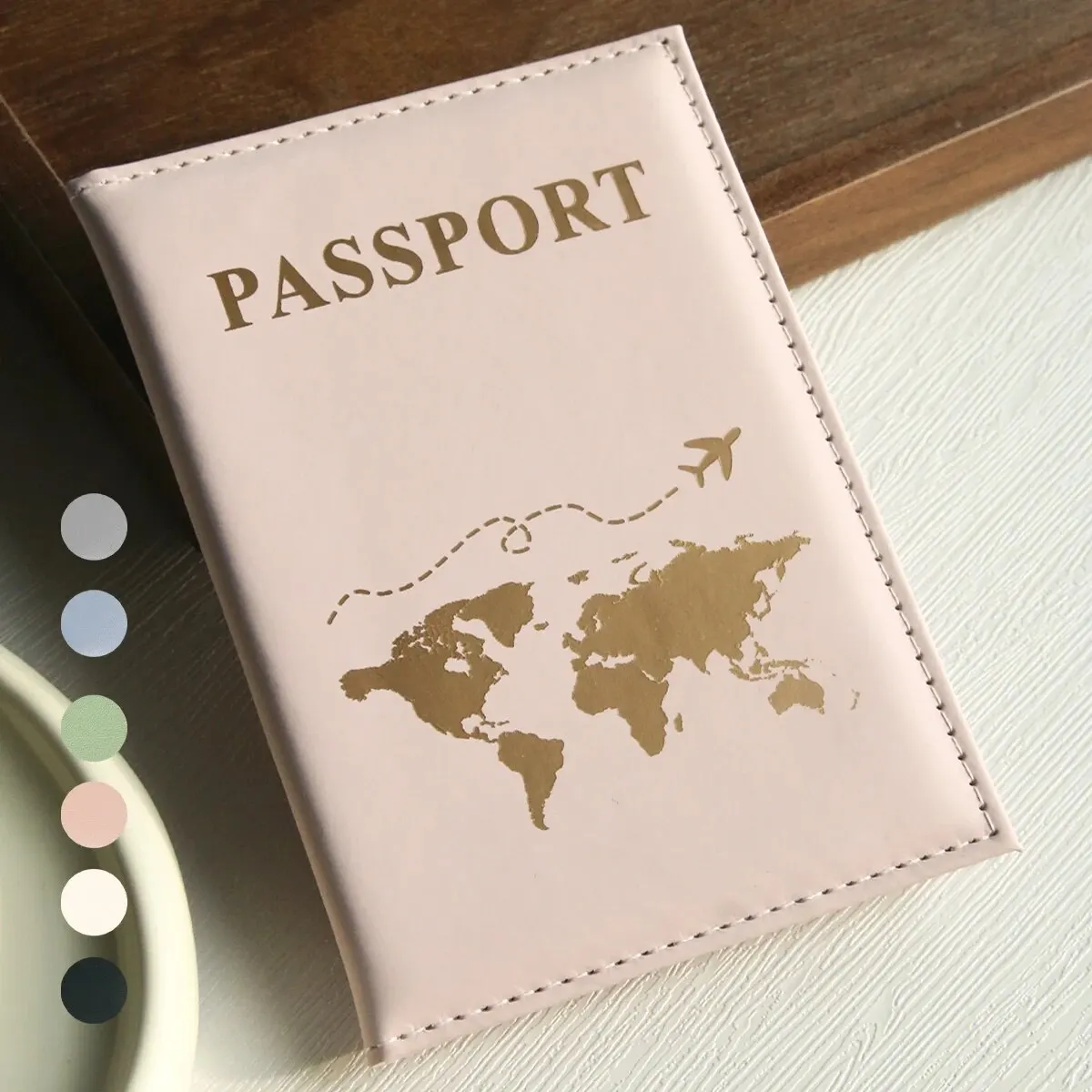 kf-Seed277cf133f4958bb2cee0a8313c718g World Map Passport Cover Passport Holder Organizer Protective Card Case ID Document Passport Wallet Credit Card Holder - Image 1