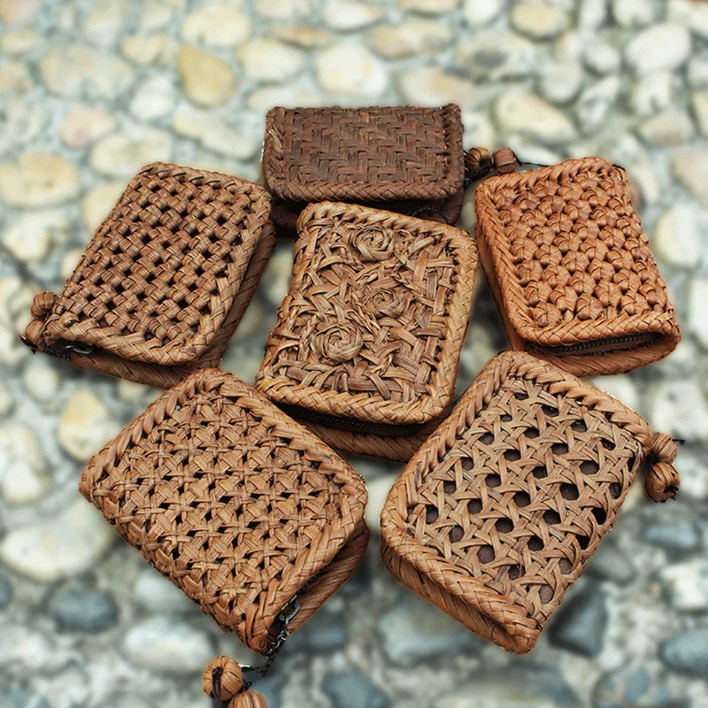 kf-Sf2bef6b6de4240b28170ab115d330f25T Woven Card Bag Coin Change Bag Small Mini Thin Large Capacity Zipper Multi-layer Wallet - Image 1