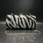 Zebra Pattern Diamond-encrusted Dinner Bag Banquet Full Of Diamonds Hand-held Women's Handmade Diamond Square Bag Bolsas De Dama - Image 6