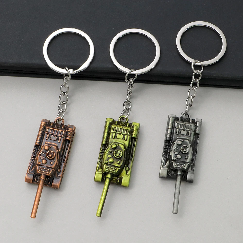 kf-Sff34dccd19a94c729ebf5df4a238f473O Vintage Tank Model Keychain Game Aircraft Helicopter Fighter Motorcycle Keyrings For Men Bag Ornaments Car Pendant Souvenir Gift - Image 1